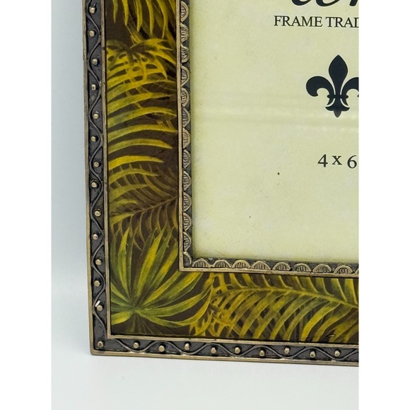 CBK‎ Enamel Picture Frame Palm Leaf Print Metal Gemstone NO GLASS Tropical Glam - Picture 6 of 7